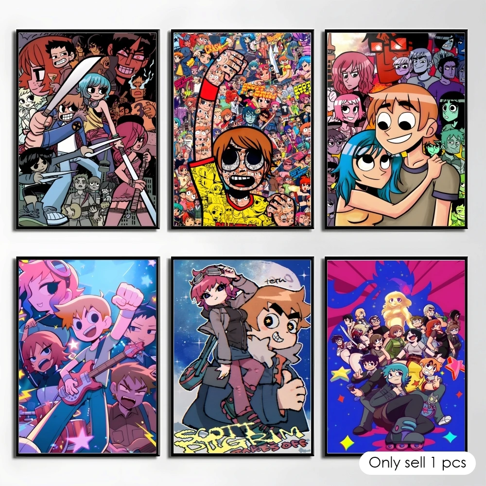 Movie S-Scott Pilgrim Anime Poster Elegant And Affordable Wall Art Stickers For Dormitory Living Room And Bedroom Spaces