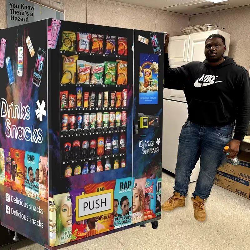 Cosmetics Foods/Drinks Combo Touch Screen Snack Vending Machine Age Verification SDK Enabled Cloud-Based Management Customized