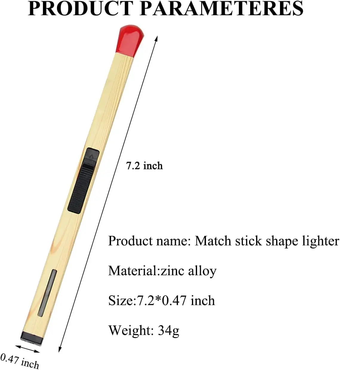 Set Creative Open Flame Matchstick Lighter Adjustable Metal Lighter Unique Gift for Men Women BBQ, Fireplaces, Camping