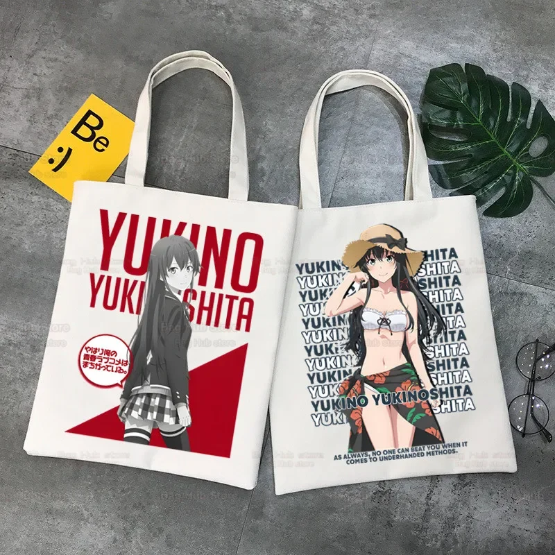 Yukinoshita Yukino Shopping Bag Shopper Bags Tote Canvas Bag My Teen Romantic Comedy Harajuku Women Casual Shoulder Bag Handbag