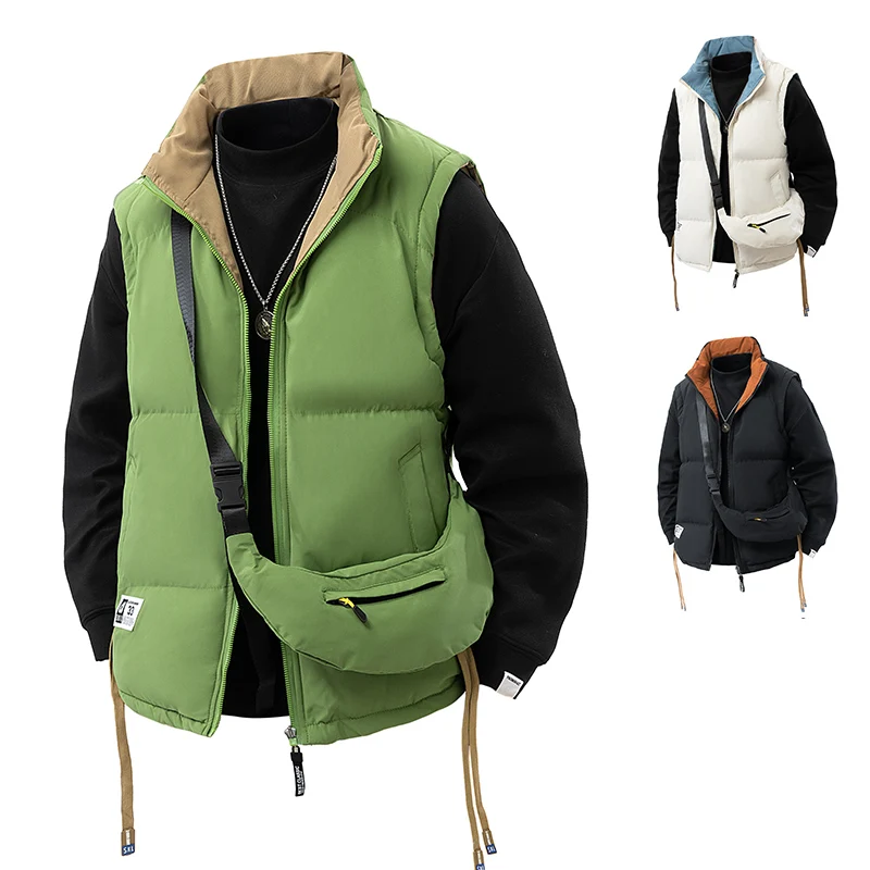

NEW Trendy Warm Casaul Jacket Vest Men's Cotton Coats Streetwear Sleeveness Tops