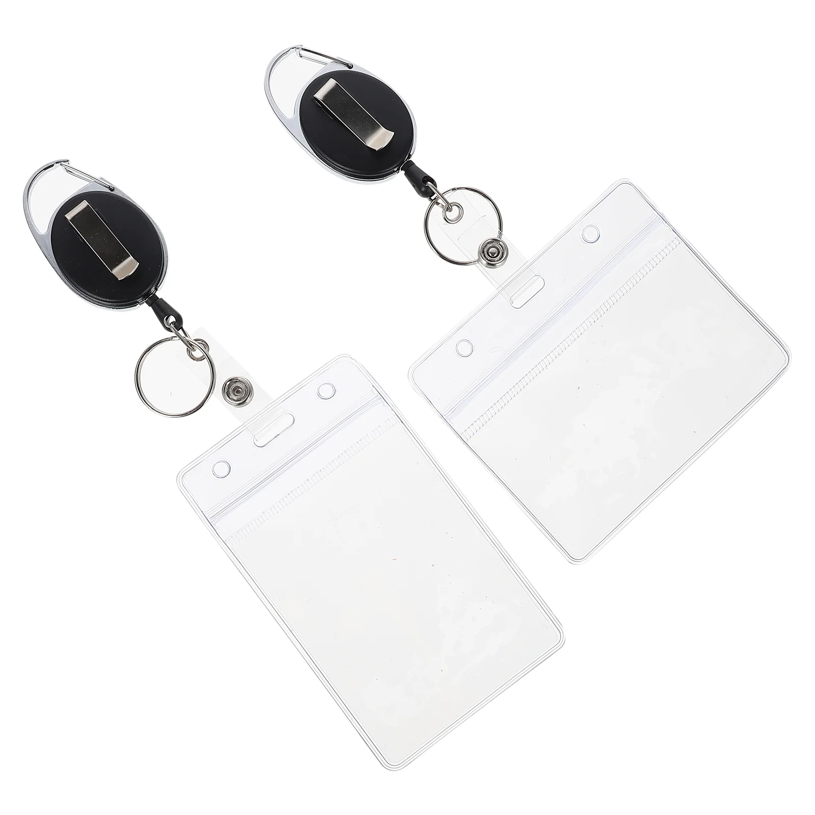 

2 Pcs Key Chain ID Badge Holders Case Retractable Cards Detachable Buckle Tag for Students Document Fob