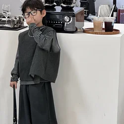 Children Clothing Top and Trousers Casual Simple Style Suit 2024 Autumn New Boys Fashion Loose and Comfortable Three Piece Set