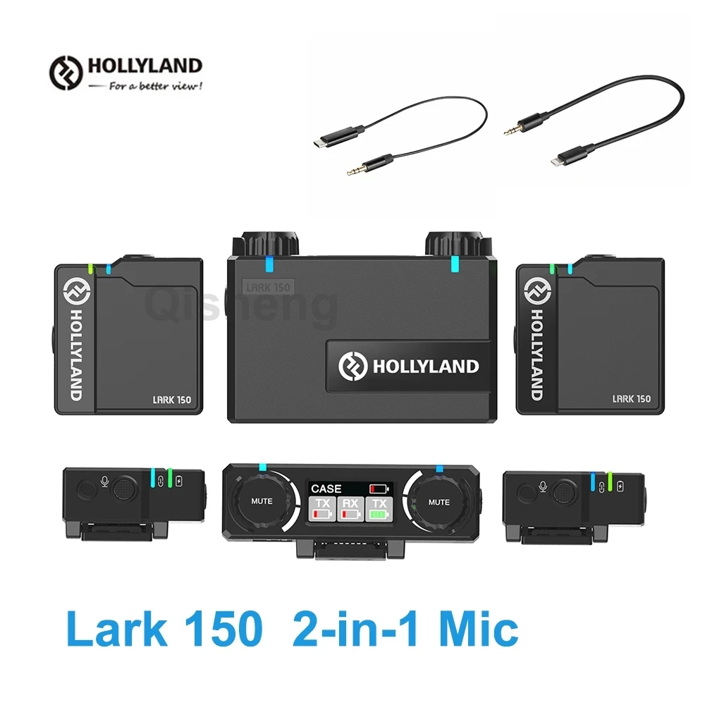 LARK 150 2-in-1Wireless Microphone System Lavalier Mic 2.4G OLED Display Microphone with Battery for Phone DSLR Camera