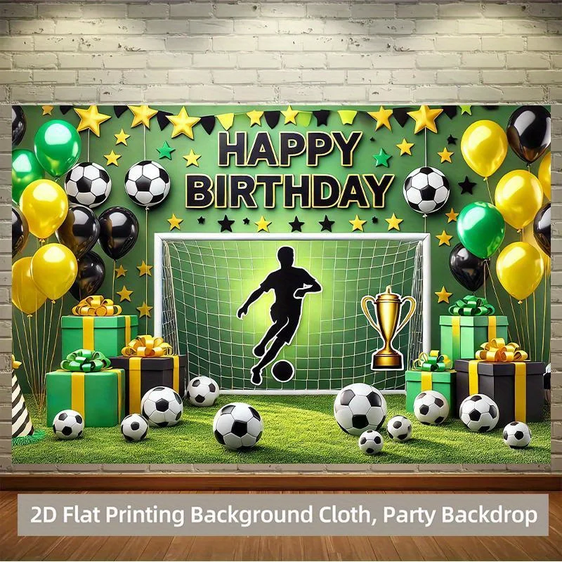 2D-Flachdruck-Hintergrundbanner 1 Stück, Hintergrundtuch für Fußball-Geburtstagsparty-Dekoration, multifunktionales Fotografie-Hintergrundtuch – Detail 9