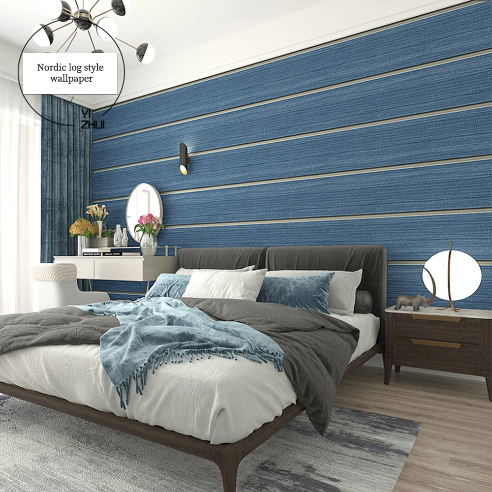 Minimalista Horizontal Stripe Wallpapers, Deerskin Velvet, Sala e Quarto, 3D dreno de madeira, 1 rolo