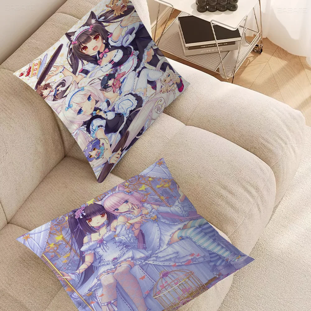 Anime Nekopara Pillow Cover For Bedroom Room And Living Room Sofa Decorative Cushion Cover