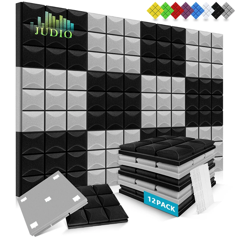 

Studio Acoustic Foam 12 Pack, Sound Insulation Acoustic Panels Isolator, For KTV Music Studio Noise Canceling Soundproofing