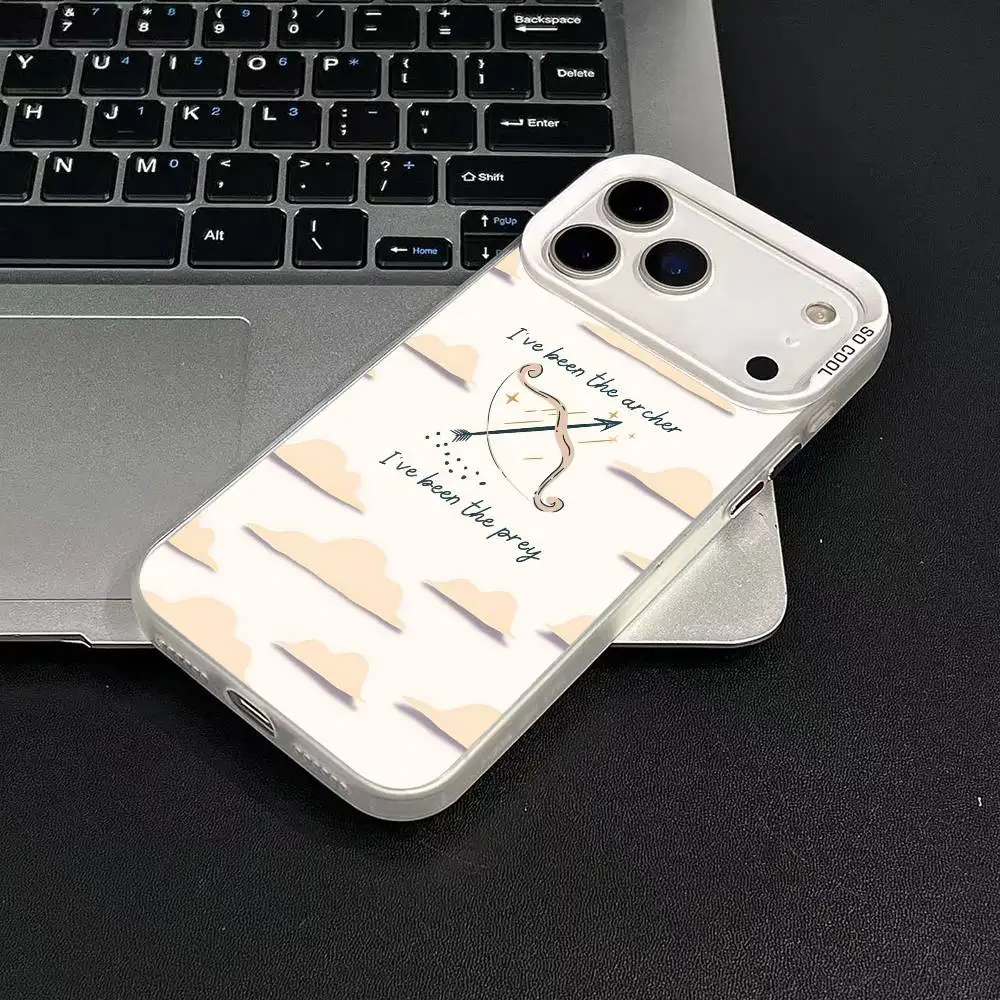 1 قطعة كلمات آرتشر جراب هاتف موضة IMD اللون فضي شل آيفون 17 الهواء 16 15 14 13 12 11 Plus Pro Max Plus