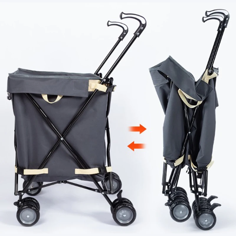 

Heavy-Duty Folding Camping Cart Wagon with Folding Base Plate & 360° Swivel Wheels