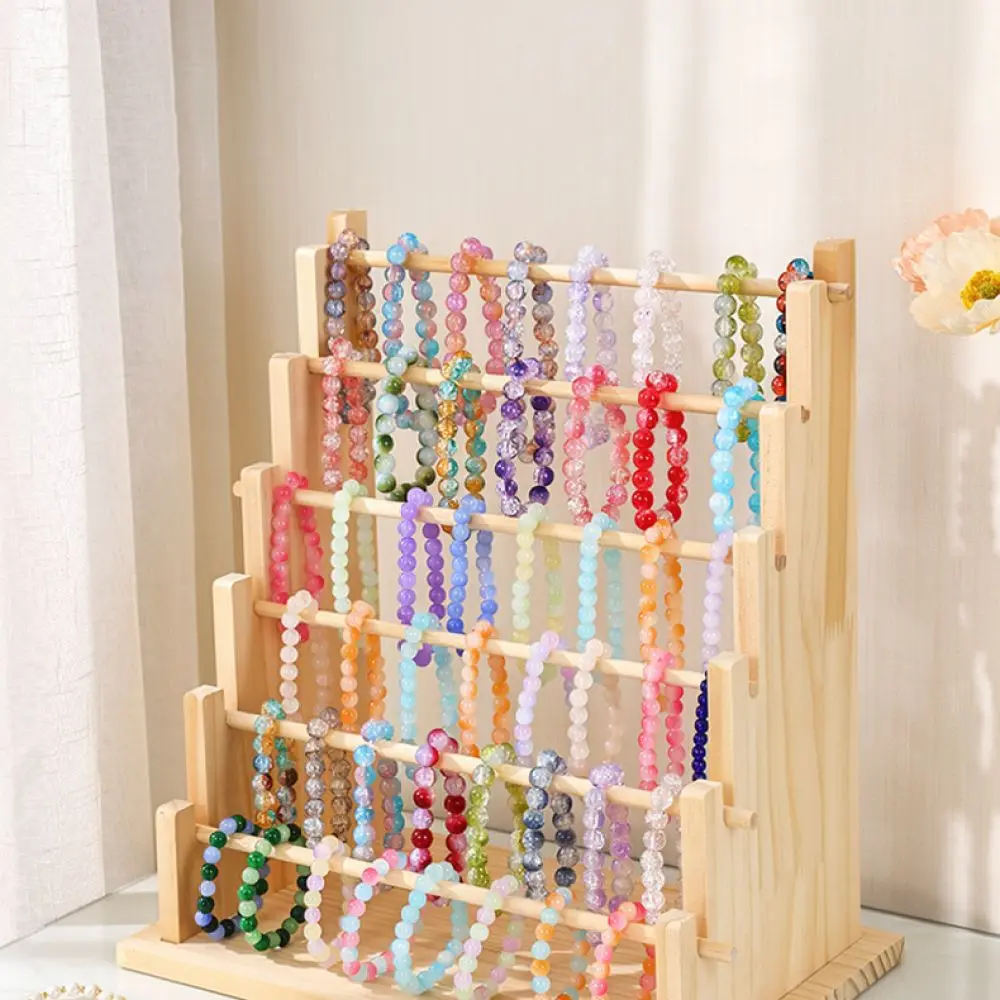 Natural Wooden Bracelet Organizer Stand Jewelry Holder Rack For Bangle Wristband Keychain Display Storage Showcase