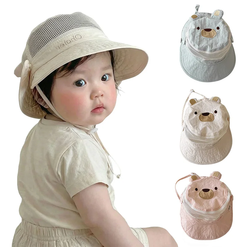 

Quick-drying Summer Baby Hats for Boys Girls Cute Cartoon Mesh Fisherman Hat Removable Brim Sun Protection Accessories 8M-3Y