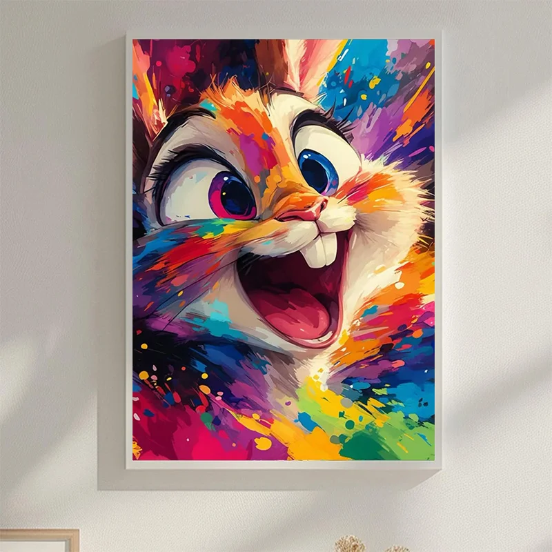 5D DIY Diamantmalerei Buntes Cartoon-Kaninchen Diamantmalerei Kinder-DIY Handgefertigte Dekorative Kunst