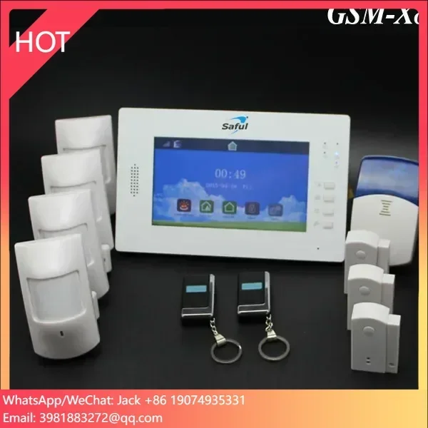 7 inch colour touch screen house wireless monitored alarm system auto dial GSM/PSTN burglar alarm