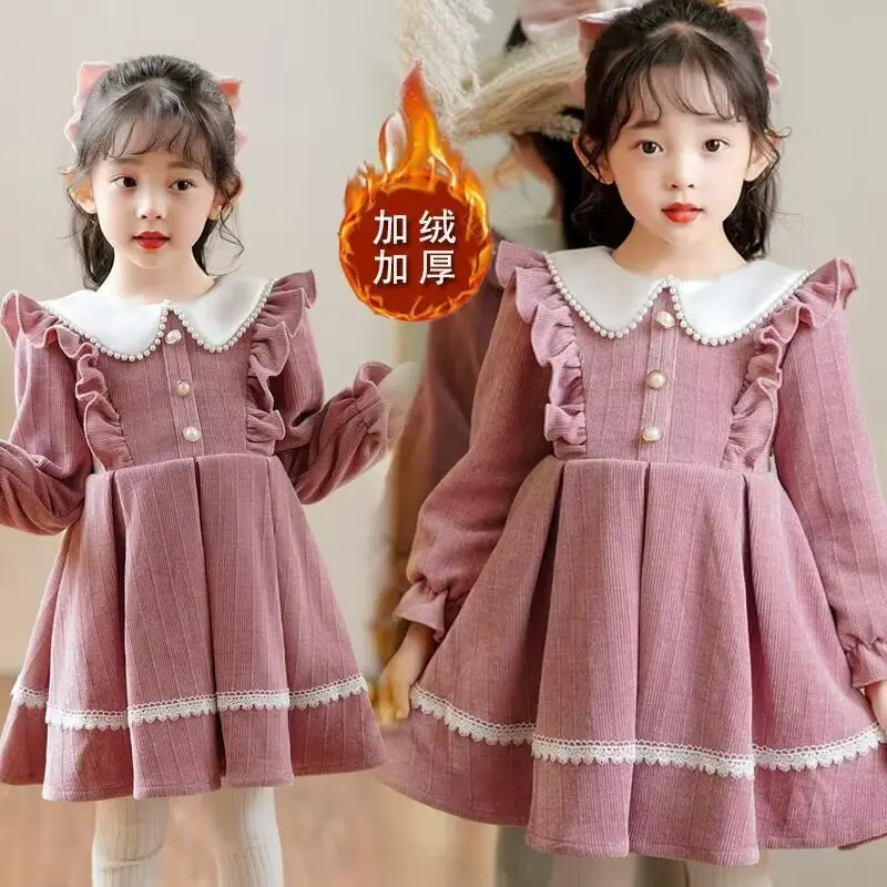 Winter Dress For Kids 1-6 Years old Birthday Long Sleeve Princess Formal Dresses For Baby Girl 3 4 5 6 7 8 Year