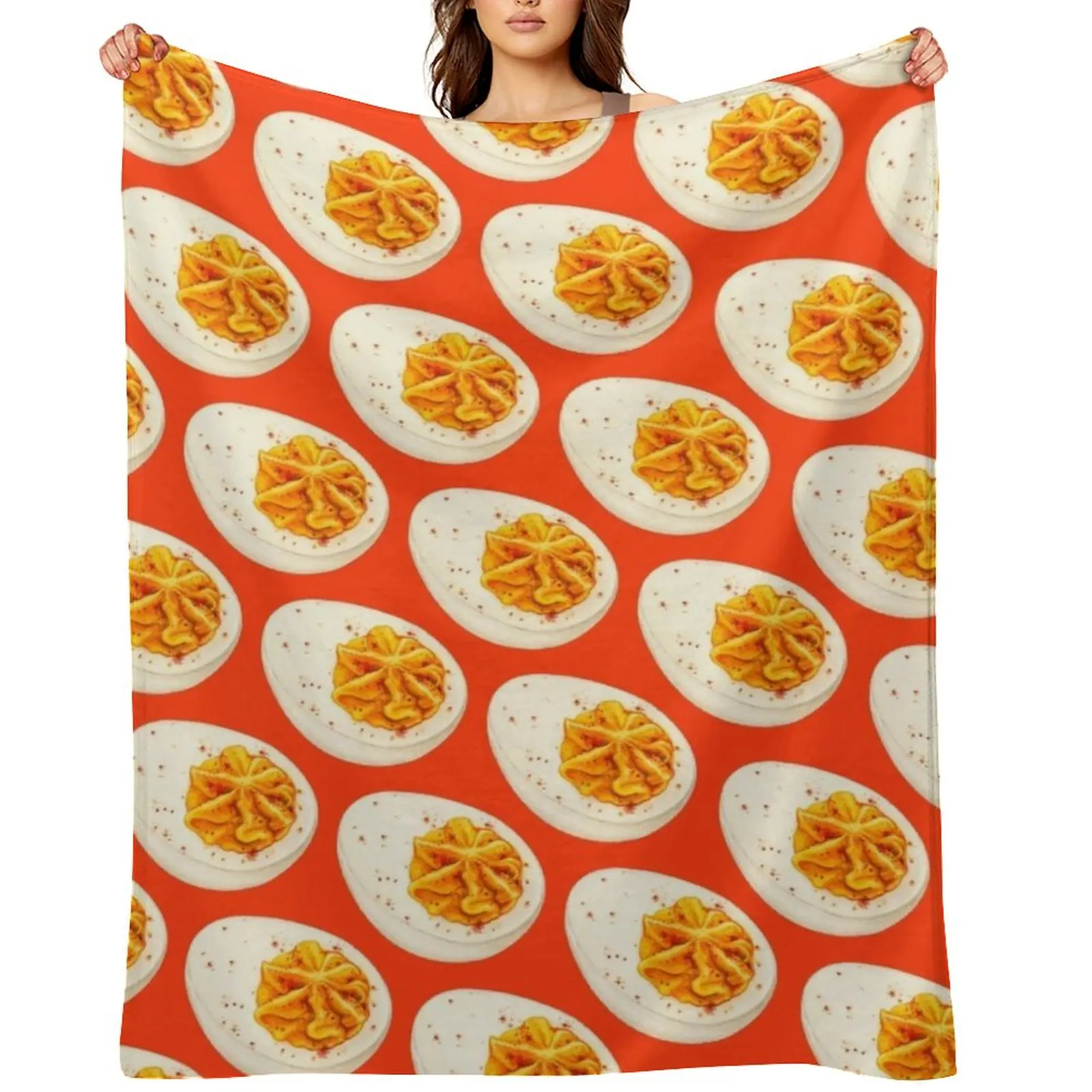 

Deviled Egg Pattern - Red Throw Blanket Multi-Purpose Vintage Cute Heavy Blankets