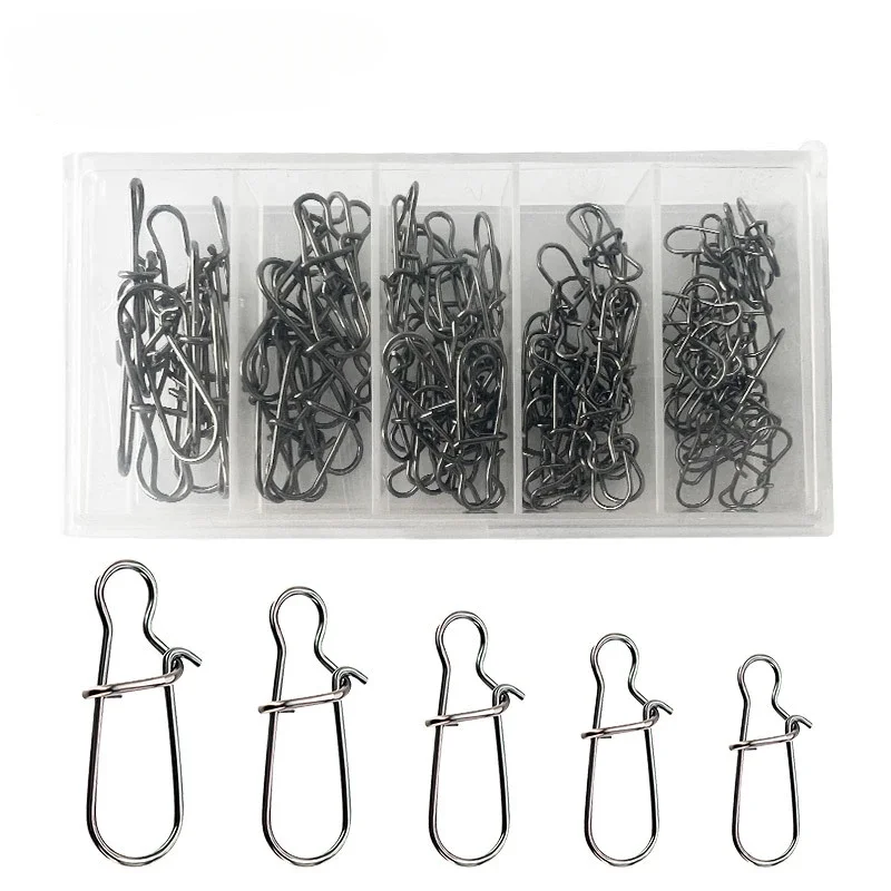 100pcs box Fishing Gear Reinforced Pin Connector Stainless Steel Fishing Accessories SuppliesLure Interlock Snap Lure Tackles