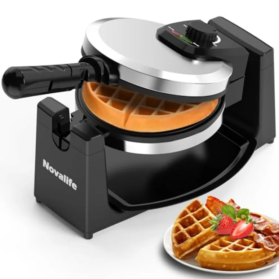 

Waffle Maker Rotating Belgian Waffle Maker 180° Flip Waffle Iron Non-Stick Plate Adjustable Browning Control Foldable Cool Touc