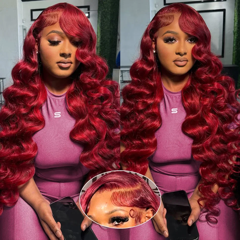 

Перуки из натуральных волос 99J Burgundy Body Wave, 13x4, 13x6, HD Lace Front, предварительно прорезанные, для женщин, красного цвета, с кружевной передней частью.