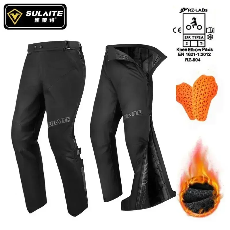 Sulaite Winter Waterproof Motorcycle Pants Quick Release Biker Overpants Windproof Warm Moto Trousers CE Protector