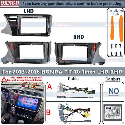Para Honda 2015 City coche dvd radio Android fascia multimedia Mp3 Mp5 vídeo Audio estéreo 10,1 pulgadas Panel marco cable arnés canbus