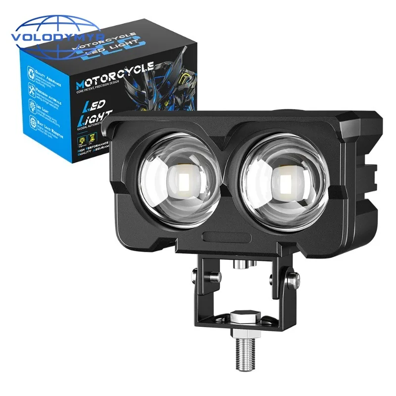 

1PC 20W Motorcycle LED Lens Spotlight Double Lenses Spotlight Motorcycles Auxiliary Fog Lamp Dual Color White Yellow Light
