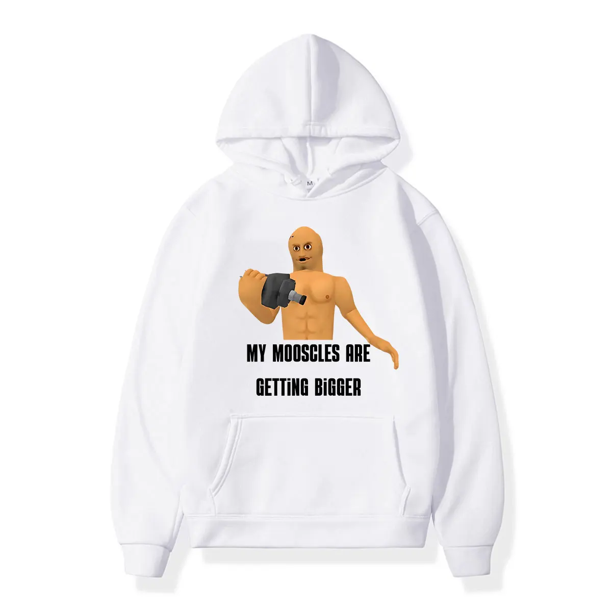 My Mooscles Are Getting Bigger Funny Meme Gym Print Hoodie Men Women Fashion Pullover Winter Loose Casual Hip-hop Sweatshirt