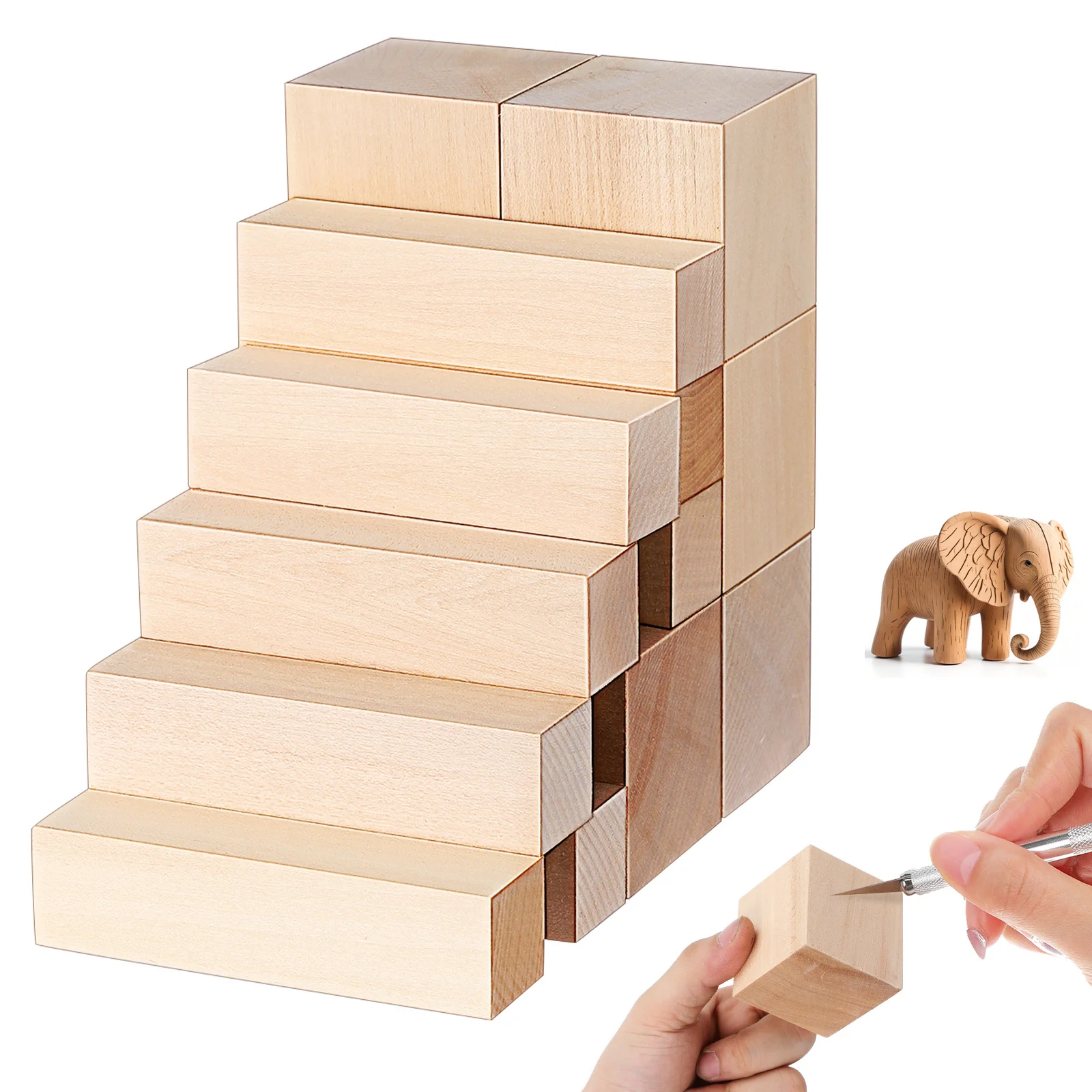 

13Pcs Wood Carving Practice Blocks Premium Basswood Material Easy to Carve Portable Set for Outdoor Creative Projects