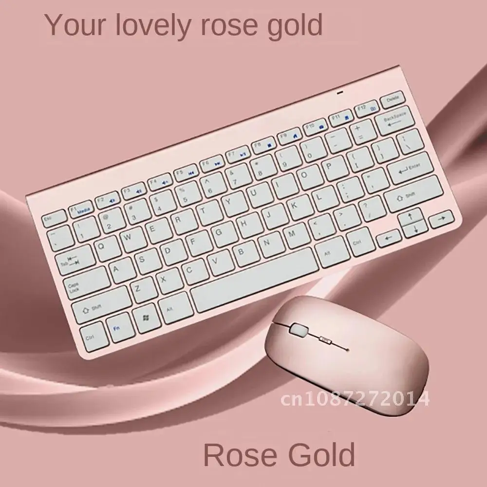 Set Keyboard dan Mouse Mini ultra-tipis, Set Keyboard dan Mouse mewah warna emas dengan Keyboard dan Mouse game Notebook