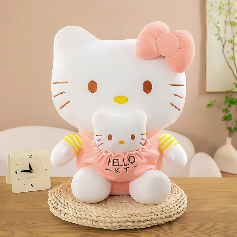 Sanrio Hello Kitty Plush Anime Peripheral Toy Doll Mother Son Kt Cat Cloth Doll Exchange Puppet Christmas Gift Toy For Child