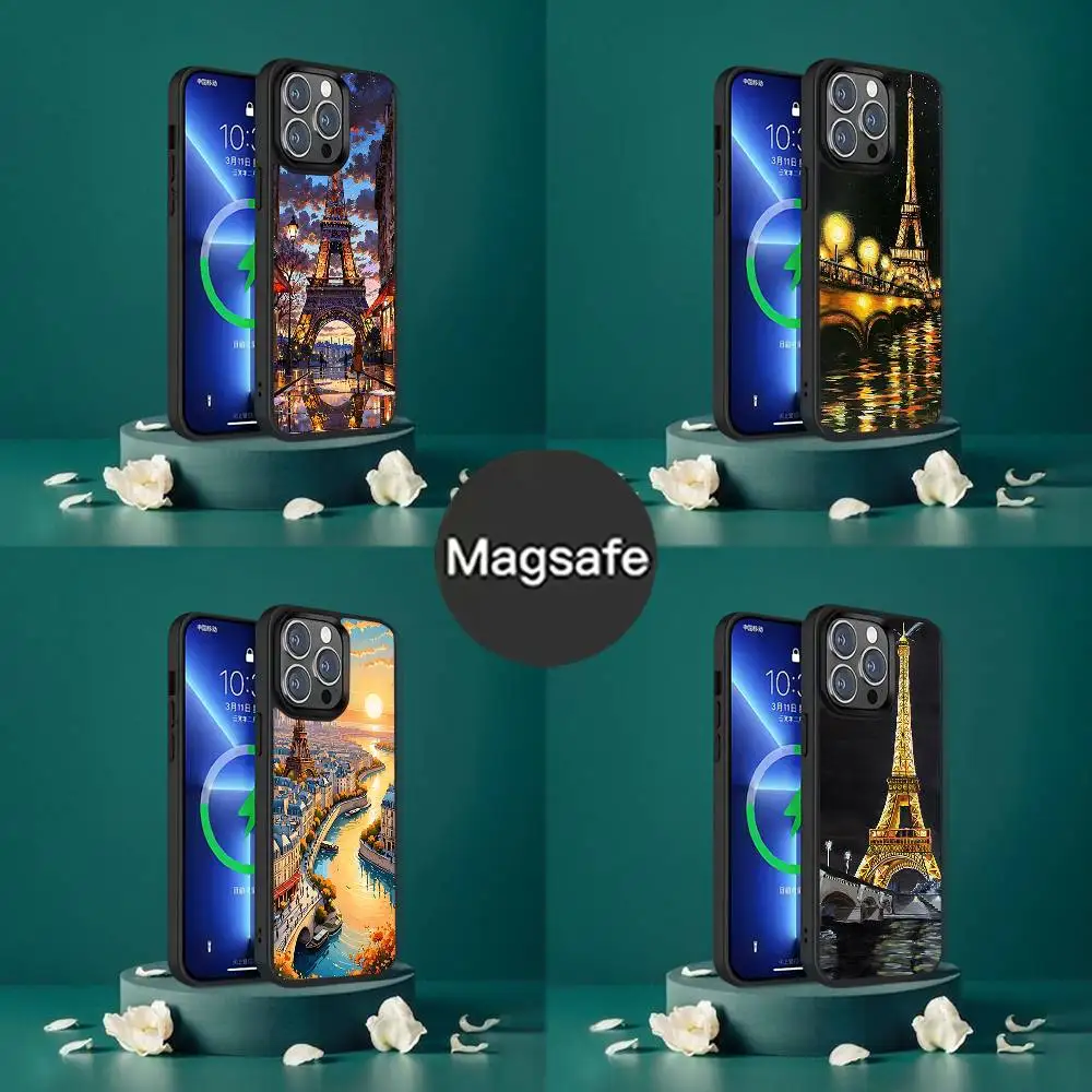 

Paris Art Eiffel T-Tower Phone Case For iPhone 17,16,15,14,13,12,11,Pro,Max,Plus,Mini,SE4,E Magnetic Magsafe Wireless Charging