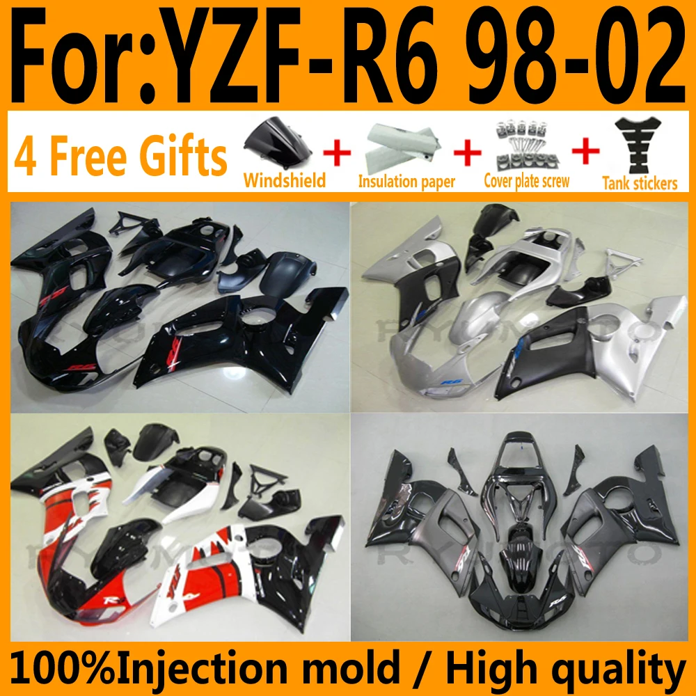 Motorcycle Injection whole ABS Fairing Bodywork For Yamaha YZF R6 1999 2000 2001 2002 Fairings red