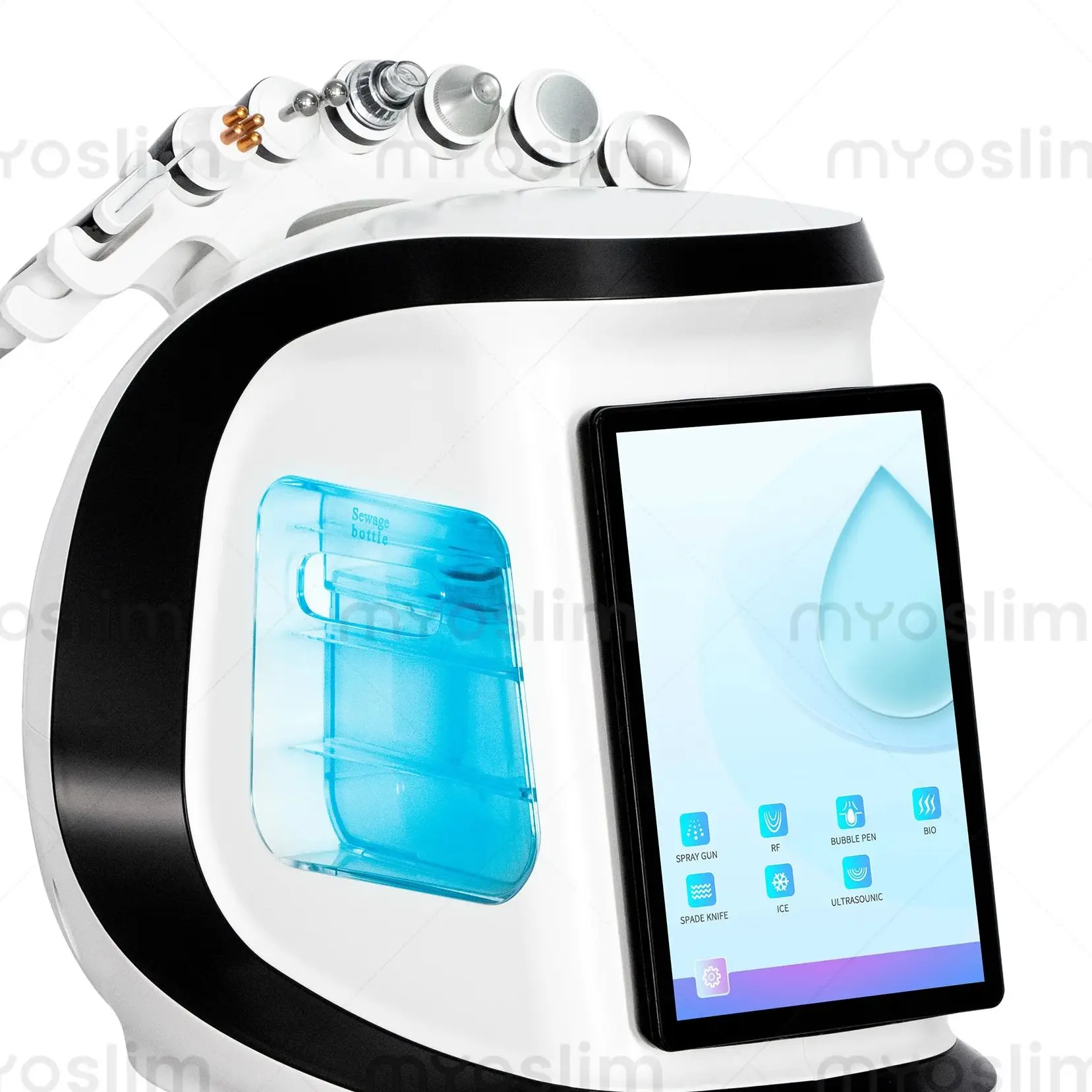 7 em 1 inteligente gelo azul hydra oxigênio dermoabrasão máquina facial limpeza da pele analisador dermoabrasão hidroterapia facial