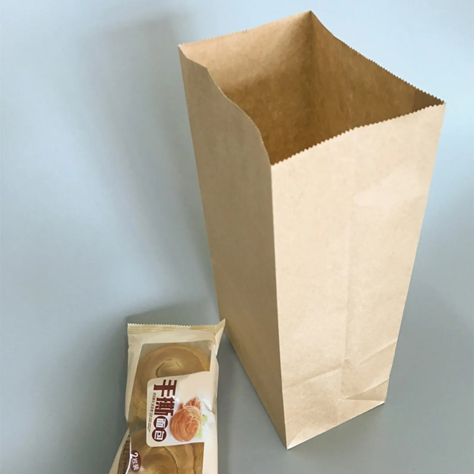 Kraft paper food bags for small business owners to keep foods clean 100 pcs open top candy packaging pouch Light Yellow