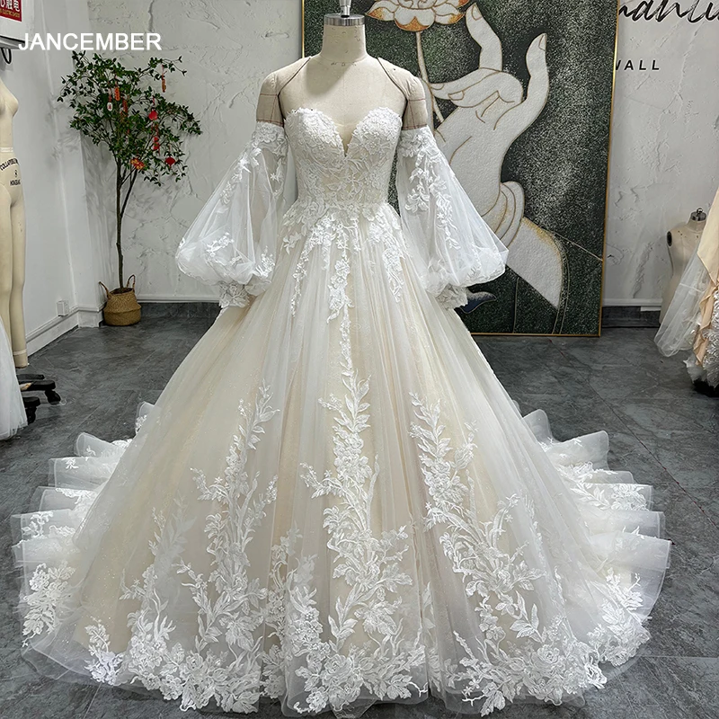 

Simple A Line Women's Wedding Dresses Scoop Neck Customized Bride Gowns Sexy Long Sleeves Backless Vestidos De Novia Boda