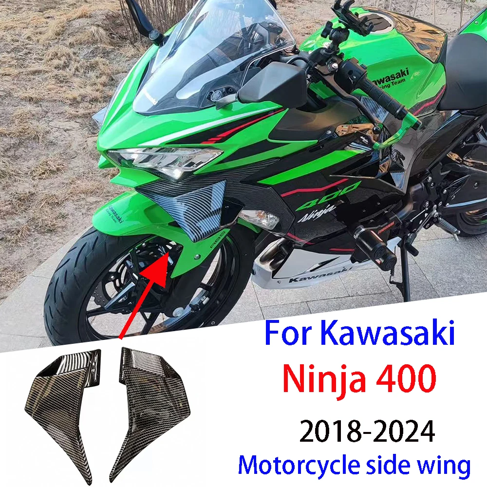 Для Kawasaki Ninja 400 обтекатель крыльев, аксессуары для двигателя, спойлер с фиксированным боковым крылом EX400 2018 2019 2020 2021 2022 2023 2024, карбон