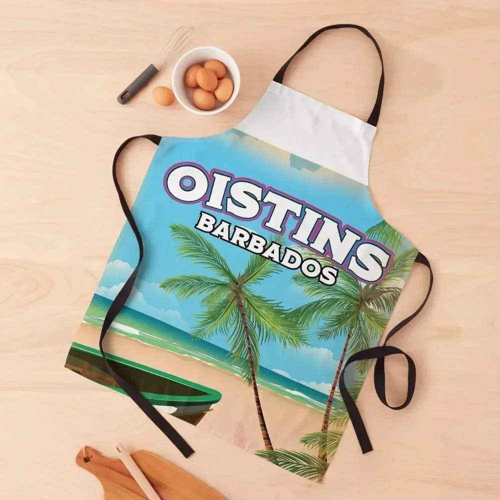 

Oistins Barbados vintage beach poster Apron Beauty Kitchen Apras For Women Sexy Chef Uniform Woman Apron