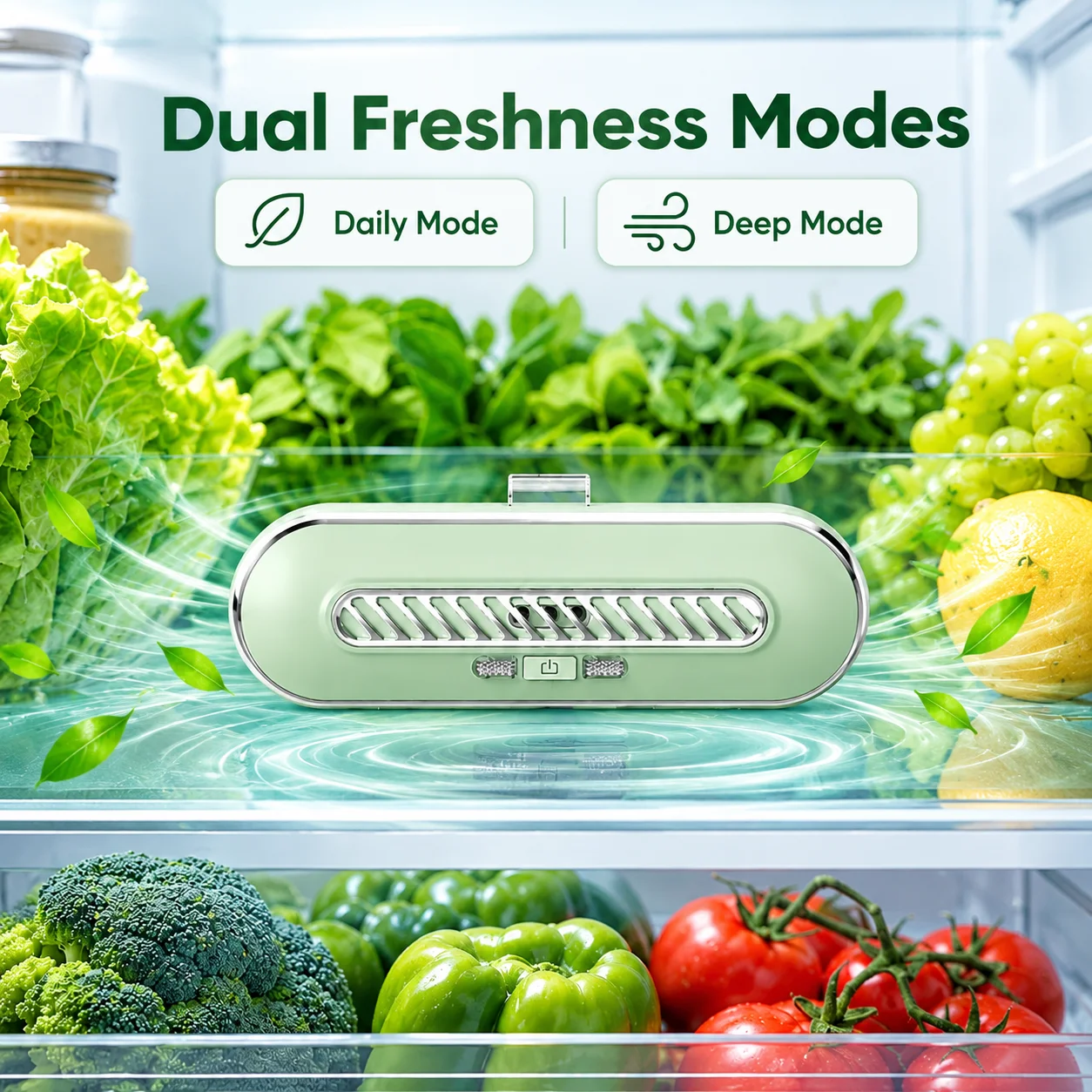 Mini USB Rechargeable Fridge Deodorizer - Portable Ozone Odor Eliminator Extends Food Freshness for Closets Cars Refrigerators