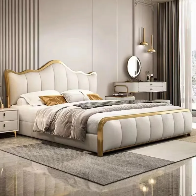 

Large Comforter Bed Frames Waterproof Princess Queen Loft Bedroom Double Bed Bases Headboards Lozko Sypialniane Home Furniture