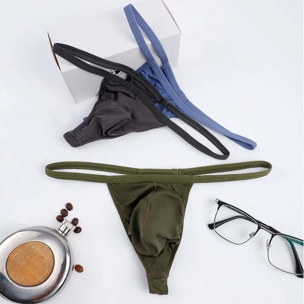 

Breathable Modal Men Thin Thongs Underpants Thin Strap Men's Panties Solid Color Low Waist Male Briefs Men