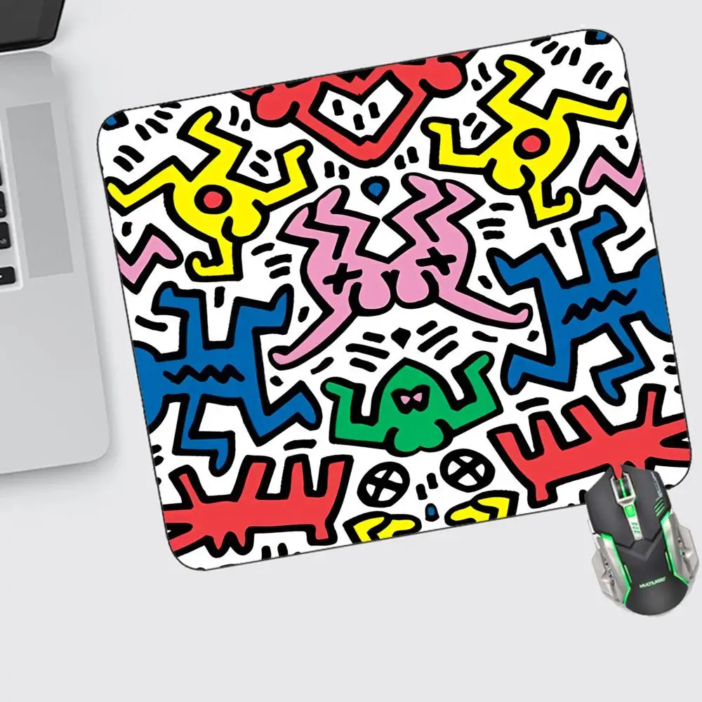 

K-Keith H-Haring Mouse Pad Small Gaming Accessories Keyboard Computer Offices Desk Mat Pc Gamer Non-slip Rubber Mousepad