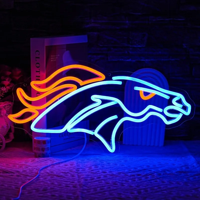 

XM Broncos Neon Used for Wall Decoration Signs Men's Cave Sports Club Football Field Bedroom Decoration gaming room LED USB