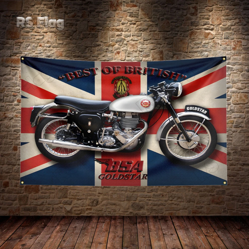 3x5 Fts Bsa Motorcycle Flag Polyester Full Color Printed Motorcycle Flags for Garage Decor