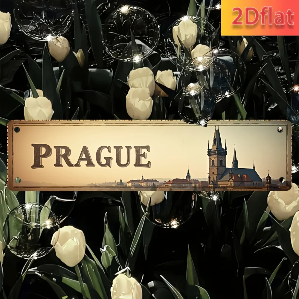 Vintage Prague Metal Plaque  Perfect for Home, Garage, Restaurant, or Bar Decor, No Electricity Needed, Garage Decoration