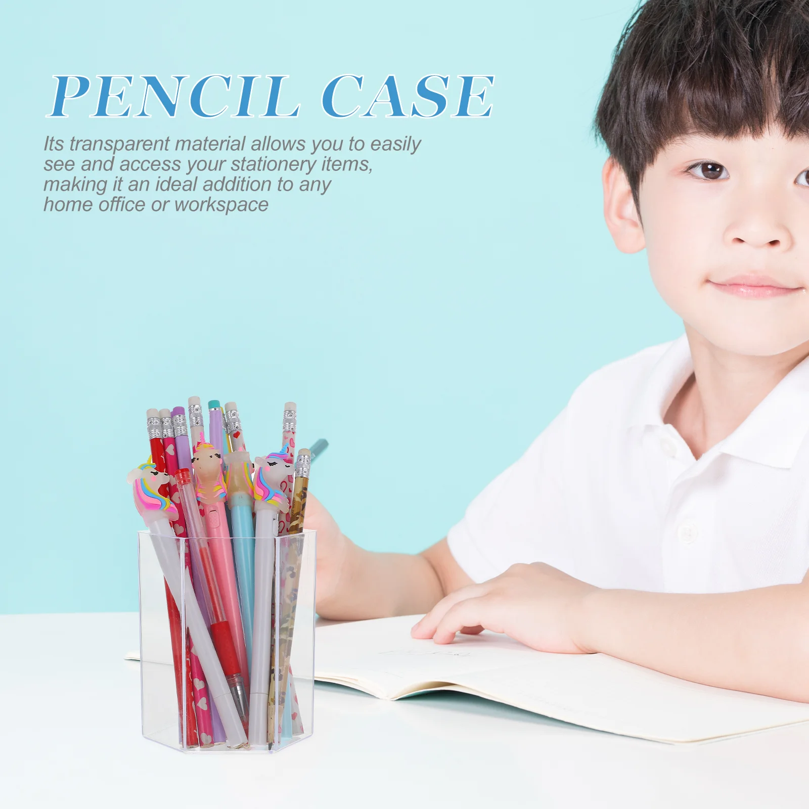 

2Pcs Acrylic Hexagonal Pen Holder Clear Desktop Organizer for Office Makeup Brushes Pencil Storage Acrylic Pen Case