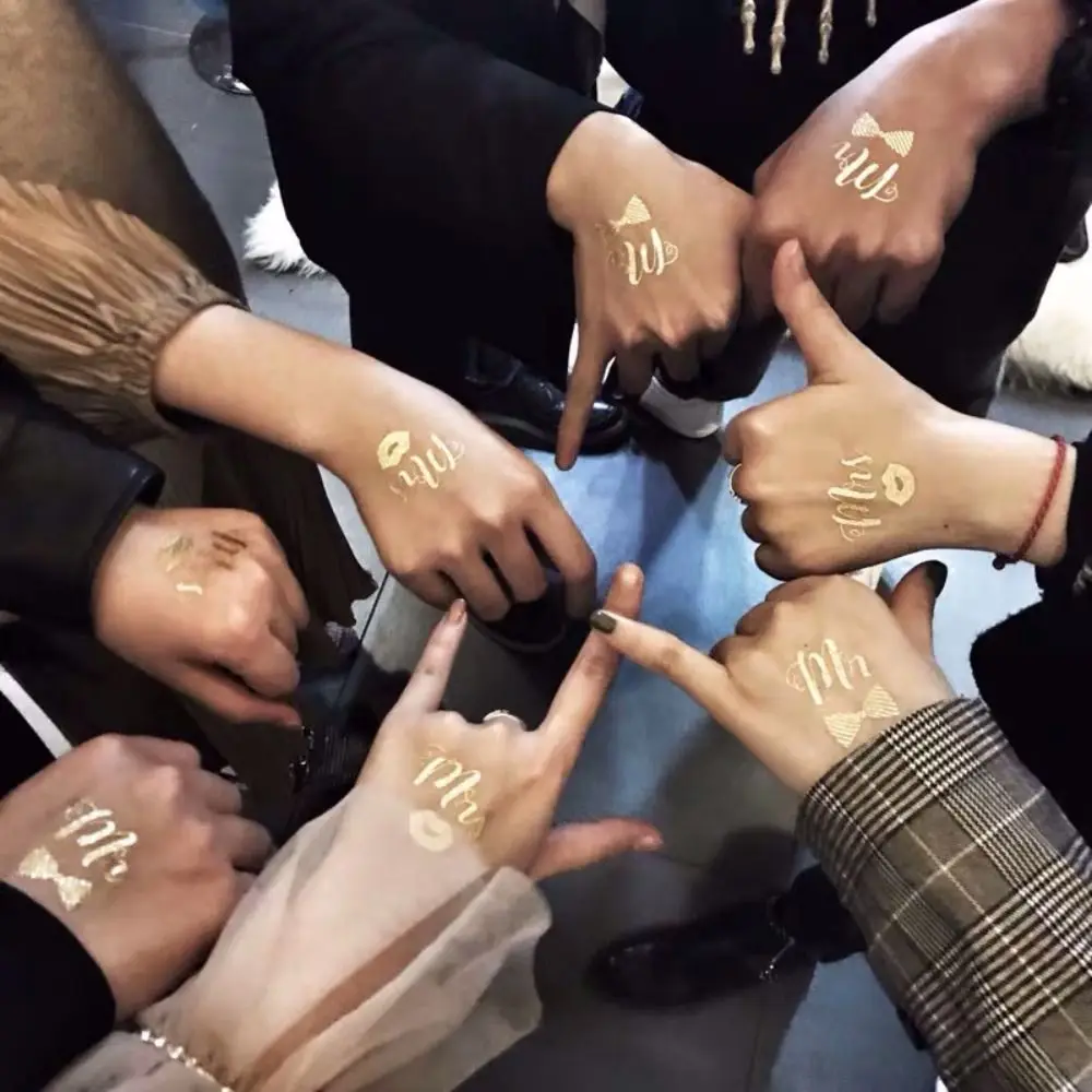 

Golden Party Tattoo Stickers Waterproof Creative Hot Stamping Sticker Exquisite Temporary Wedding Bride Stickers
