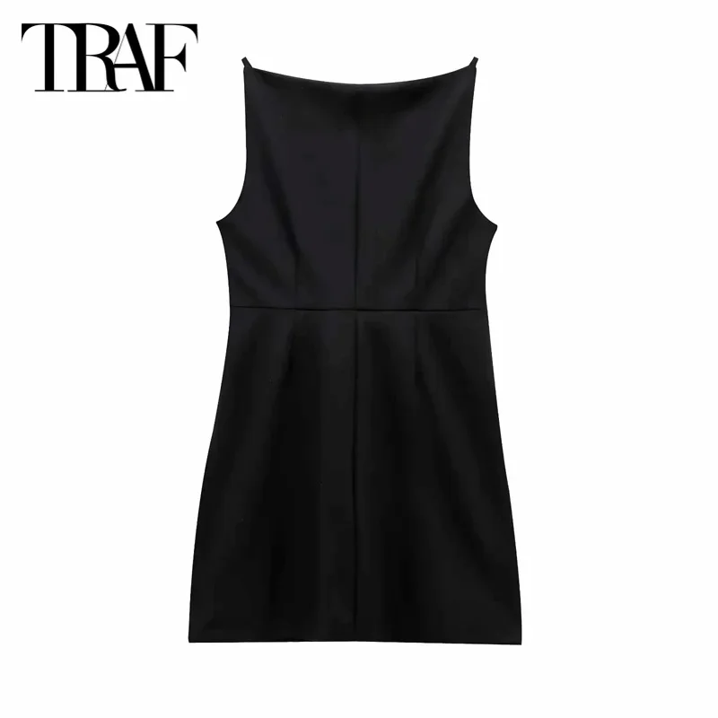 TRAF Women's Dress Butterfly Short Dresses 2025 Elegant Party Spring Sleeveless Mini Slip Dress Fashion Vintage Evening Vestidos