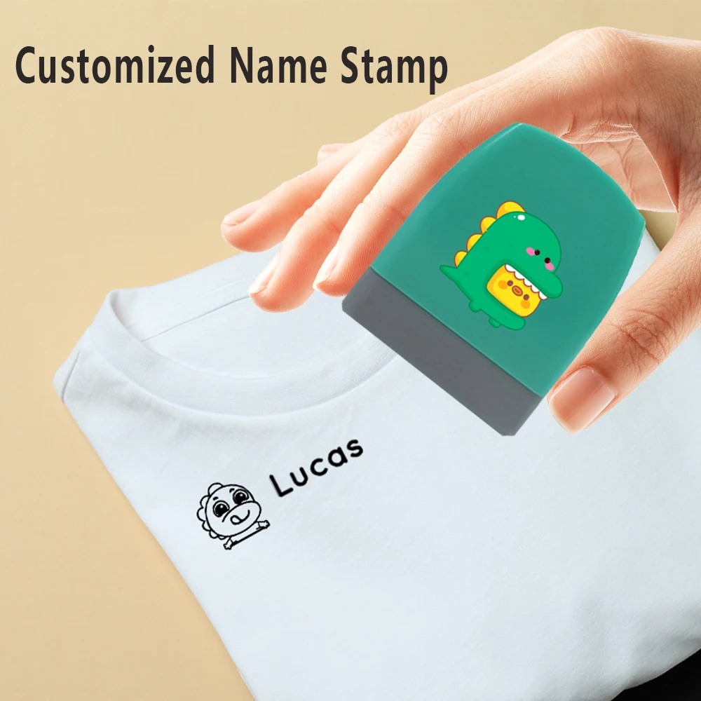 Excellent Self-inking Customized Name Dinosaur Crystal Sticker Seal Can print Clothes, Sheets, Hats, Shoes and Other Textiles