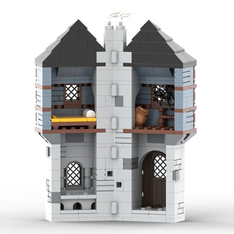409 قطعة MOC منزل صغير أزرق القرون الوسطى قلعة نموذج اللبنات البناء لتقوم بها بنفسك لعبة إبداعية فكرة هدية الكريسماس الطوب الاطفال #2