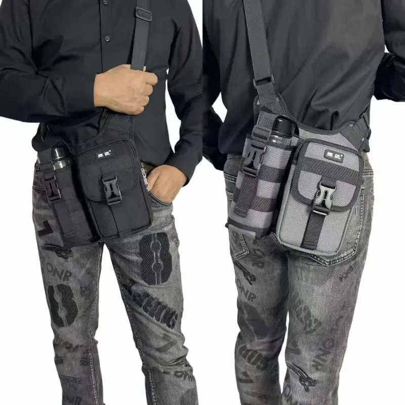 حقيبة كروس للرجال من قماش أكسفورد مقاومة للماء ومقاومة للاهتراء، حقيبة كتف واحدة للسفر بقفل موضع زجاجة المياه